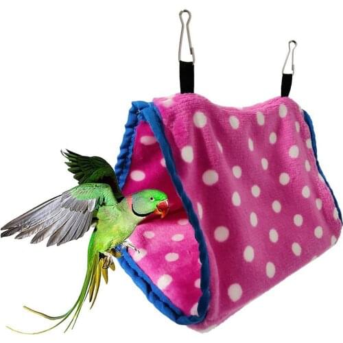 Pet Bird Parrot Warm Soft Dot Print Decoration Plush Hanging Sleep Bed Nests Cage Hammock Sleeping Leisure And Entertainment Nes