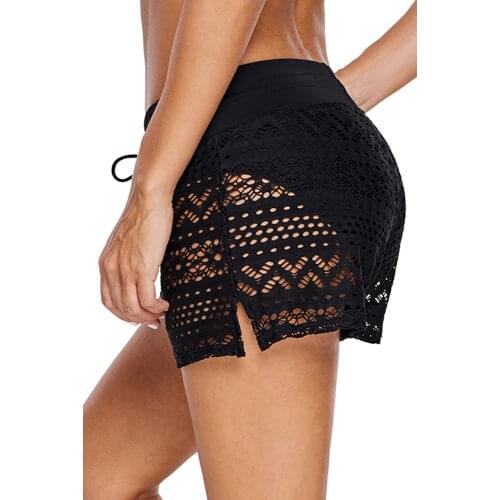 Sexy Mesh Womens Swimming Trunks Lace Swimsuit Bottom Fat Beach Shorts Boxer Briefs New Panties Plus Size 3XL