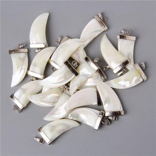 Natural White Horns Tooth Shape Shell Pendants Charm For Necklace Accessories Jewelry Making Diy Necklace Beautiful accessory