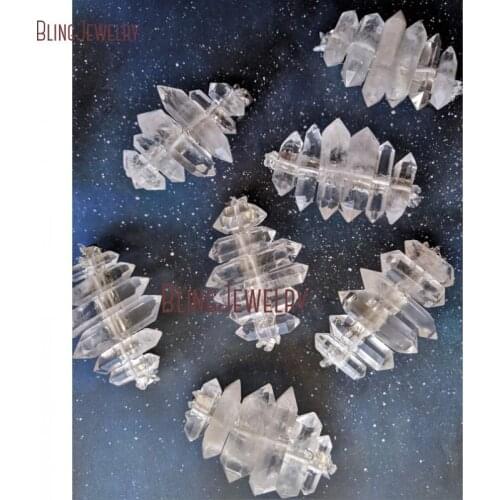 The Nebula Clear Quartz Hair Clips Raw Stone Hair Barrettes, Bridal Hair Accessories HJ27799