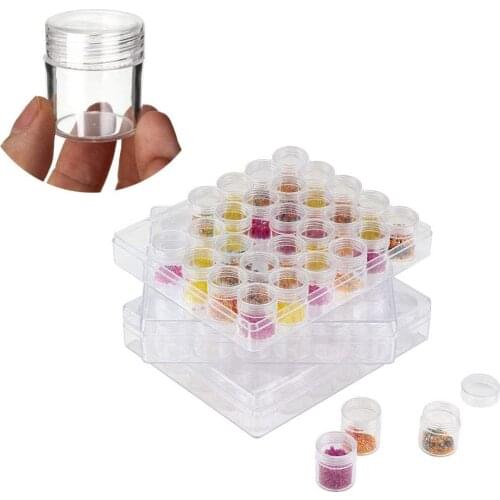 Clear Plastic Bead Storage with 30 Pieces Storage Jars Container Bottle with Lid Embroidery Diamond Painting Transparent Accesso