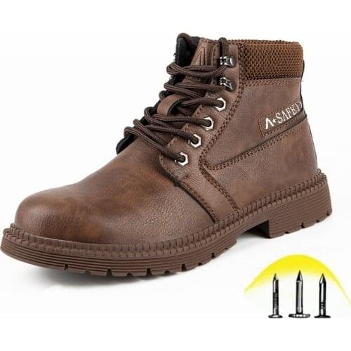 Autumn Winter Work Boots Men Anti Smashing and Puncture-Proof Steel Toe Cap Safety Shoes Non-Slip Ankle Working Sneakers ZZ167