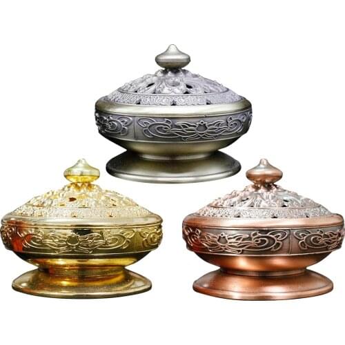 Tibetan Lotus Buddhist Metal Incense Cone Burner Waterfall Backflow Incense Holder Spiritual Aromatherapy for Temple Yoga Room