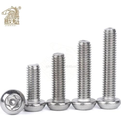10/50pc M3 M4 M5 M6 304 stainless steel Six Lobe Torx Button Pan Round Head with Pin Tamper Proof Anti Theft Security Screw Bolt