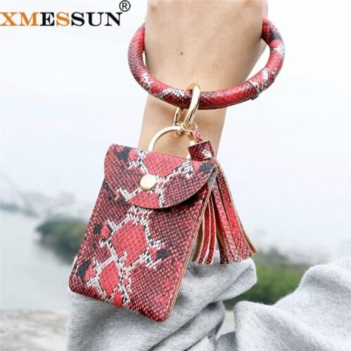 XMESSUN 2021 New Python Wrist Keychain Coin Purse Fashion Ladies Snake Bracelet Bracelet Pendant Ring Handle Travel Ins H355