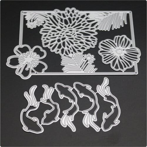 YINISE Metal Cutting Dies For Scrapbooking Stencils Fish Floral Cover DIY PAPER Album Cards Decoration Embossing Folder Die Cut