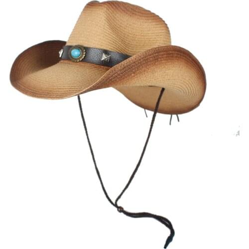 Cowboy Hat Women Hollow Western Cowboy Hat Lady Summer Straw Sombrero Hombre Beach Cowgirl Jazz Sun Hat Size 57-59CM
