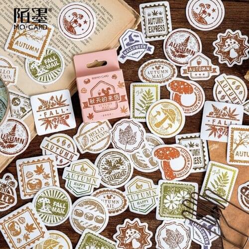1 Box Cute Stationery Stickers Scrapbooking Diary Kawaii Letter Autumn Stickers Diy Vintage Decorative Stickers School Supplies