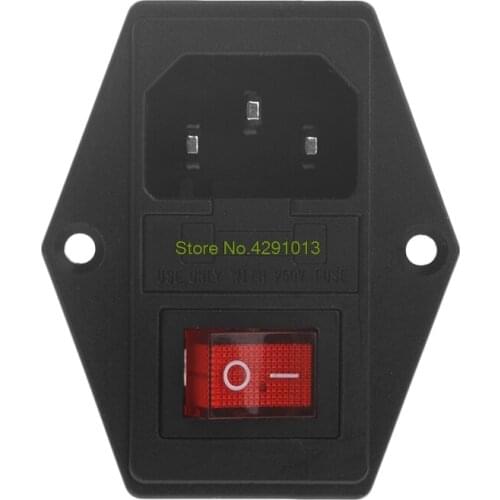 1PC 10A 250V 3 Pin IEC320 C14 AC Inlet Male Plug Power Socket With Fuse Switch Drop Shipping Support