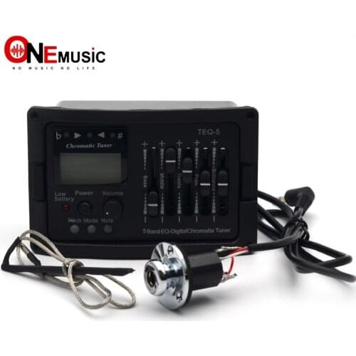 10 pcs 5 Band Acoustic Guitar Preamp EQ Equalizer Classical Acoustic Guitar Amplifier Digital Chromatia Blend Tuner Piezo Pickup