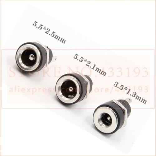 10PCS/LOT 3A 12v DC Power Supply Jack Socket Female Panel Mount Connector 5.5* 2.1mm/5.5*2.5/3.5*1.3 Plug Adapter