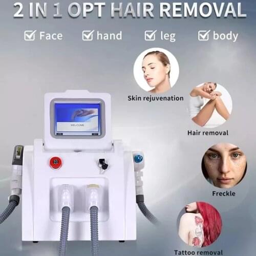 2021 NEWEST 2 In 1 Nd Yag Laser Tattoo Removal Machine IPL OPT SHR Laser Hair Removal Machine ND YAG Tattoo Removal Laser