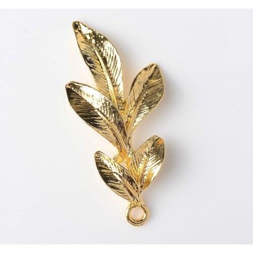 20PCS 22*46mm Fashion Metal Alloy Gold/KC Gold/Silver Color Leaves Branch Pendant Charm Findings For Jewelry Making