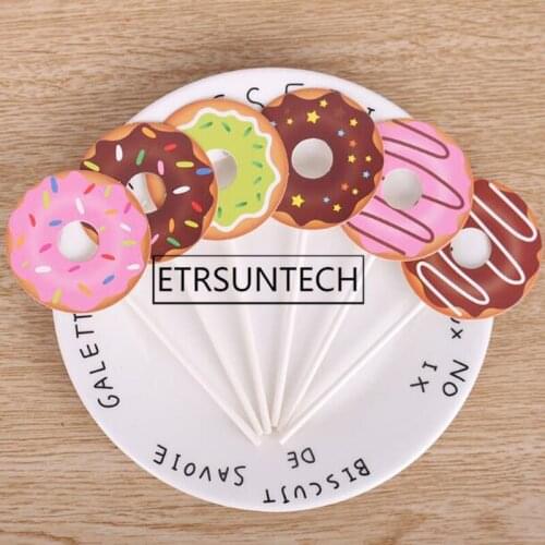200sets Cute Cartoon Donut Shaped Paper Cake Decorating Topper Cake Decoration Insert Cake Picks Cupcake Toppers Birthday Party