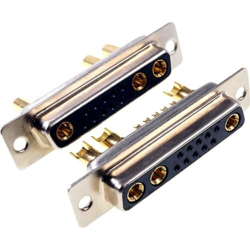 5pcs D-Sub Connector 30 A High Power 13 Position 10+3 Combo Receptacle Socket Female Machine 13W3 Gold Panel Mount Wire Solder