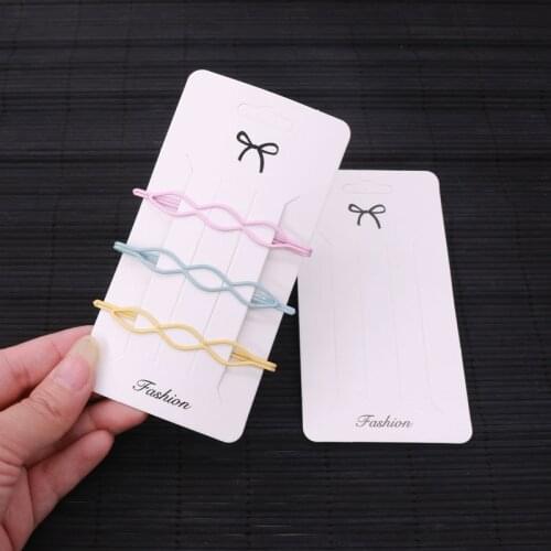 6.5x12.5cm White Paper Hairpin Display Cards Tags 100pcs/lot Lovely Bow Printed Fashion Jewelry Package Cards Labels for Hairpin