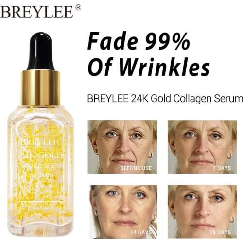 BREYLEE 24k Gold Anti-Aging Serum Collagen Remove Wrinkles Face Essence Skin Care Lifting Firming Whitening Repairing Serum