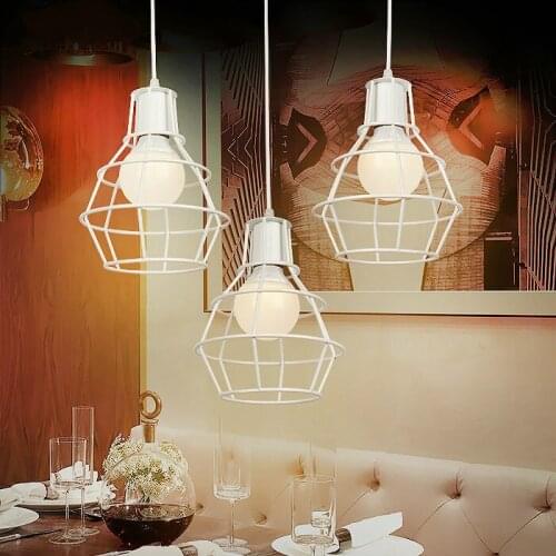 Free shipping!! Vintage wrought iron cage lamp+wire+E27 lamp holder+base small pendant light 110v 220v Loft work light