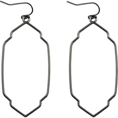 Black Filigree Frame Geometric Statement Earrings for Women