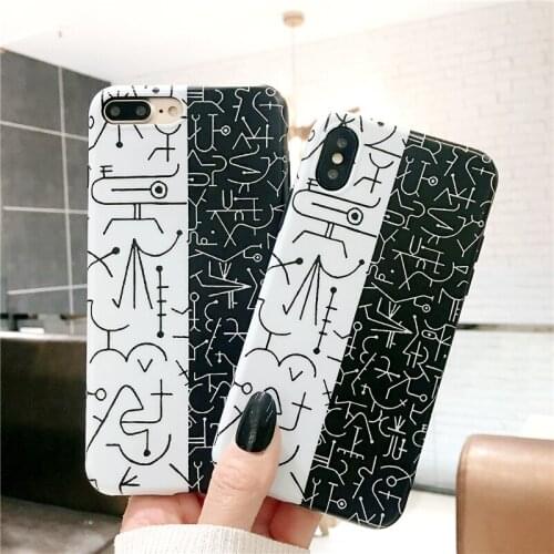 Black And White Stitching Matte Case For iPhone 7 Case iPhones8 Plus 7 Plus XR XS Max X Case 6 6S Plus SE 2020 XSMax Clearance