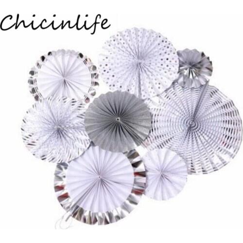 Chicinlife 8Pcs Tissue Paper Fans Birthday Party Backdrop Baby Showers Wedding DIY Crafts Festival Hanging Home Wall Supplies
