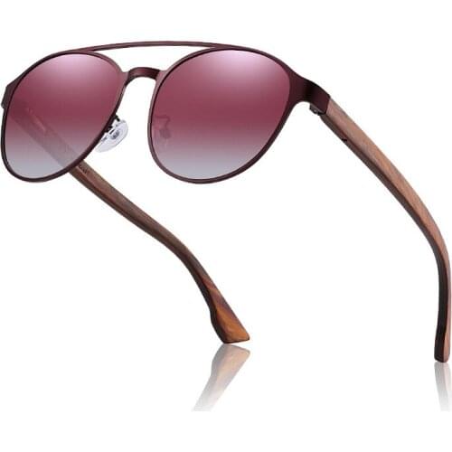Handmade Wooden Sunglasses Eco Friendly Walnut Wood Sun Glasses For Men Women Polarized Lens Circular Shape