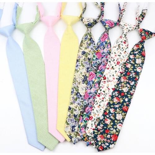 Solid Color Floral Girl Boys Necktie Summer School Novety Casual Lazy Tie For Lady Chindren Student Pink Green Blue Narrow Tie