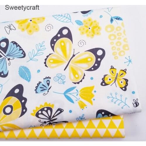 160*50cm Butterfly Prints Cotton Fabric tela algodon patchwork baumwolle stoff for DIY sewing bedding sets material accessories