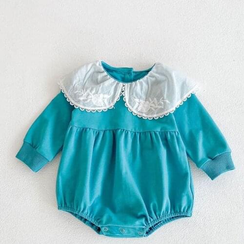 Toddler Baby Girl Romper Lace Stitching Cotton Long Sleeve Newborn Baby Girl Jumpsuit Spring Autumn Baby Girls Clothes