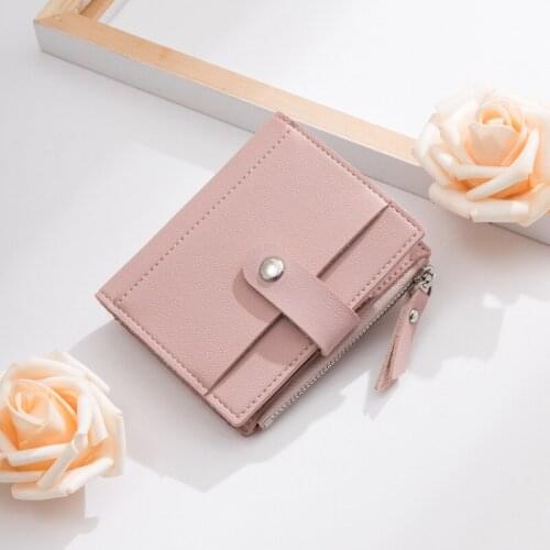 Fashion Womens Wallet Short Hasp Leather Female Solid Color Luxury Zipper Coin Purses Multifunction Card Holder Money Clip
