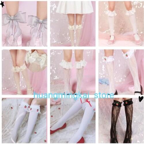 Strawberry diary in the spring and summer lolita girls lace socks, lovely bowknot heap heap socks lolita stocking