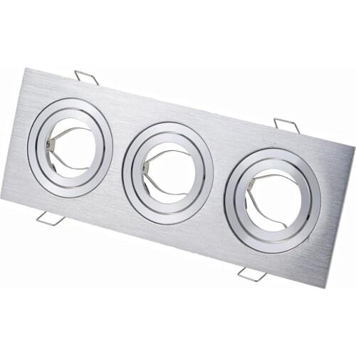 2PCS Square Silver Three Heads LED Spot GU10 MR16 Downlight Fixture Bracket For Spot Light Holder Frame Rotatable For LED Light