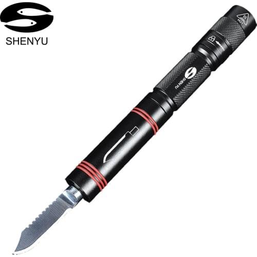 SHENYU Muti-function LED Flashlight with Attack Bezel and Knife 2000 Lumens Emergency and Self-defense Outdoor Camping Hiking