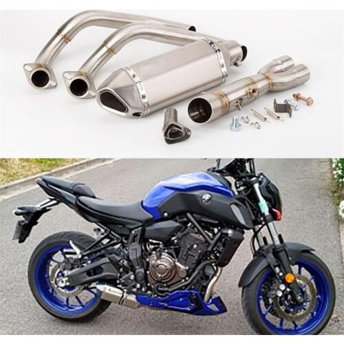 MT-07 Full Set Motorcycle Moto Exhaust Pipe And Link Pipe With DB Killer For YAMAH FZ07 MT07 2014 2015 2016 2017 Year