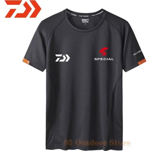 Daiwa Short Sleeve Fishing Clothings Men Summer Cotton Fishing T Shirt Breathable Outdoor Sports Running Tops Dawa Jersey