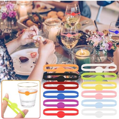 12pcs For Bar Party Wine Labels Glasses Drinking Tag Set Food Grade Silicone Mark Long Strips Goblet Tag Glass Markers