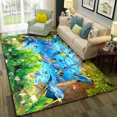 New 3D underwater world pattern Carpets living room coffee table non-slip Rugs bedroom tatami mats kids room decor large carpet