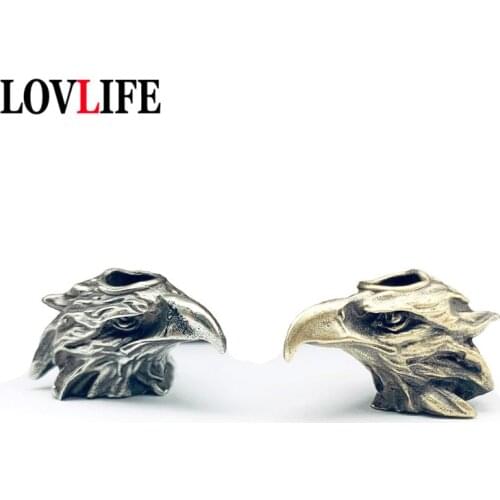 Brass Eagle Head Knife Bead Pendant Car Keychain Outdoor EDC Tool Umbrella Rope Bead Hanging Jewelry DIY Paracord Lanyard Gift