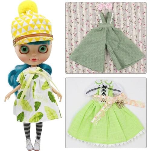 Outfits for ICY DBS Blyth doll Green series Loose Pants dress with hat legging suit 1/6 bjd ob24 anime girl