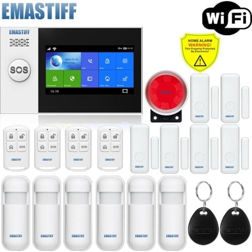 4.3 Inch TFT Screen WIFI GSM Home Burglar Security GSM Alarm System Door Motion Detector APP Control Fire Smoke Detector Alarm