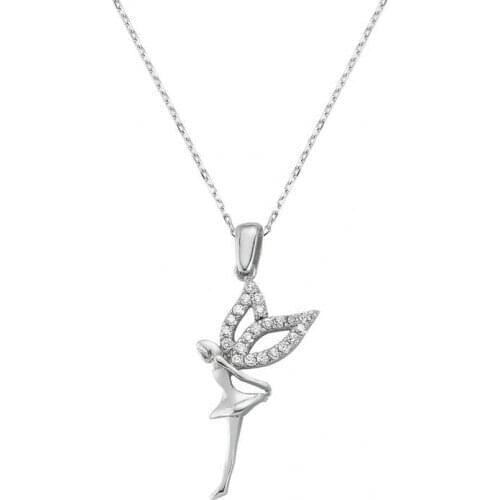 Real Silver 925 Jewelry Silver Angel Lady Necklace