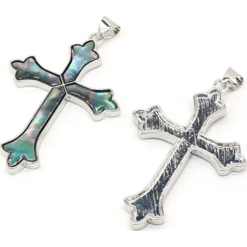 Natural Shell Pendant Cross shape Mother of Pearl Exquisite charms For jewelry making DIY Necklace accessories 47x67mm