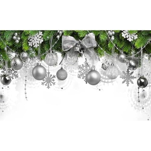 Christmas Ball Pine Decors Photography Backgrounds Vinyl Cloth Backdrop for Children Baby Portrait Party Photocall Fond Photo