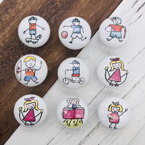 Modern Furniture Handle Door Knobs Cute Cartoon Ceramic Cabinet Handles For Kids' Furniture Drawer Cupboard Kitchen Pull Handle