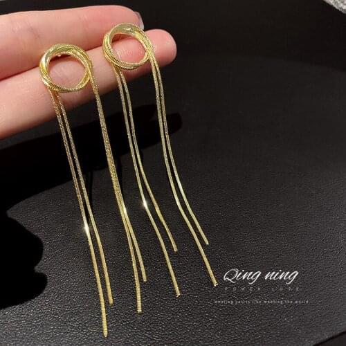 Long Tassel Geometry Drop Earrings Gloden Color 2021 Fashion Hanging Women Earrings Summer Jewelry Girls Party Gift