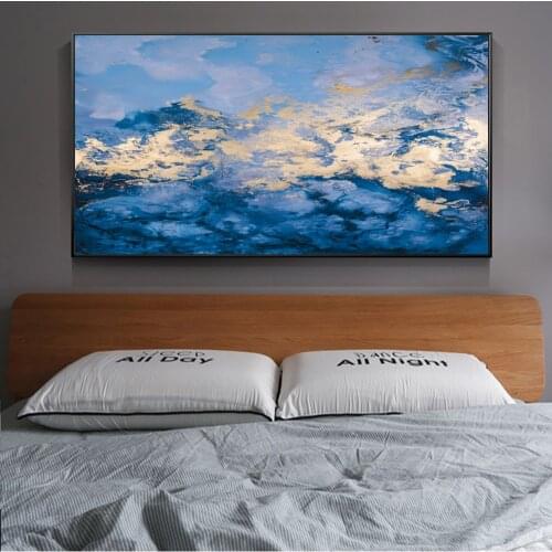 Sapphire Blue Abstract Canvas Art Prints Modern Wall Graffiti Canvas Paintings On The Wall Posters And Prints For Bed Room Decor