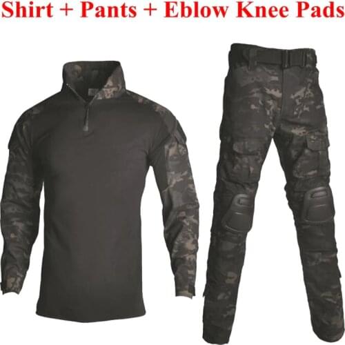 Military Army Combat Uniform Tactical Hunting Clothing Shirt + Pants Desert Digital Camo Clothes With Detachable Knee Pads