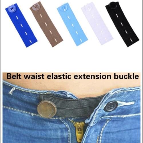 Unisex Jeans Trousers Waist Expander Waistband Extender Button Elastic Adjustment Waist Button Belt Extension Buckle