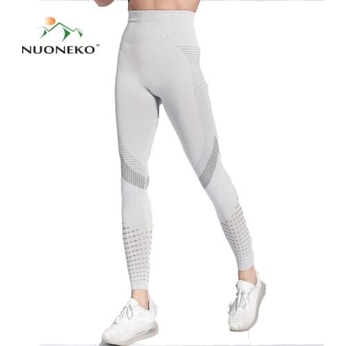 NUONEKO Women Yoga Pants Fitness Seamless Leggings Gym Sports Training Sweatpants Female High Waisted Elasticity Trousers PT15