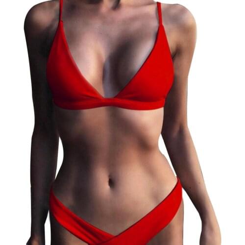 2021 Mini Bikini Set Micro Swimsuit Women Push Up Bikini Sexy Swimwear Halter Bandage Bathing Suit Solid Brazilian Biquini